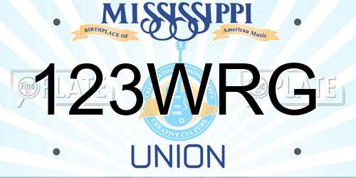 123WRG Mississippi License Plate