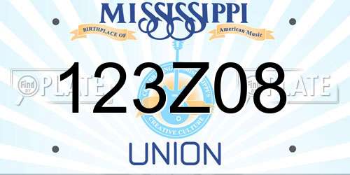 123Z08 Mississippi License Plate