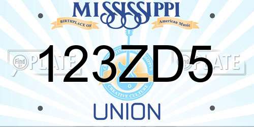 123ZD5 Mississippi License Plate