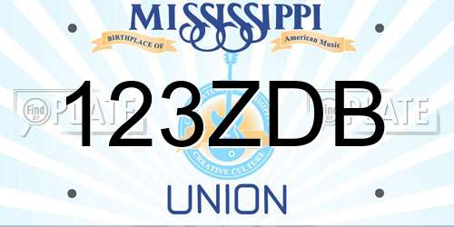 123ZDB Mississippi License Plate