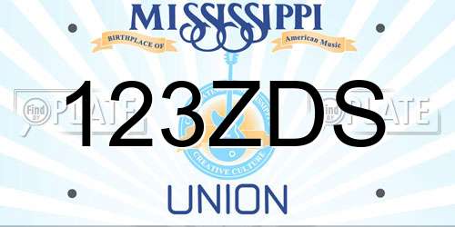 123ZDS Mississippi License Plate