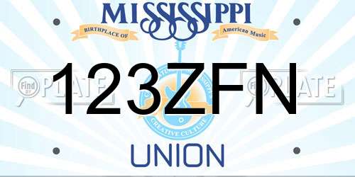 123ZFN Mississippi License Plate