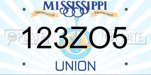 123ZO5 Mississippi License Plate