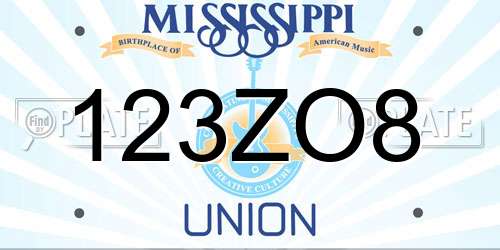 123ZO8 Mississippi License Plate