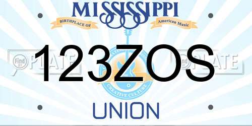 123ZOS Mississippi License Plate