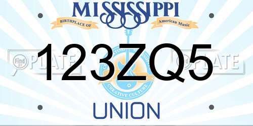 123ZQ5 Mississippi License Plate
