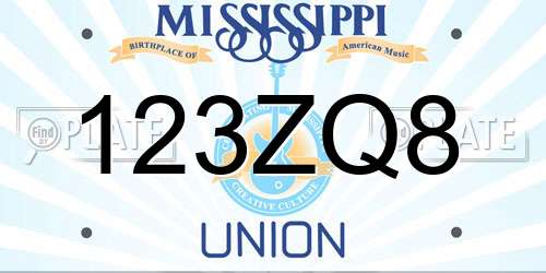 123ZQ8 Mississippi License Plate