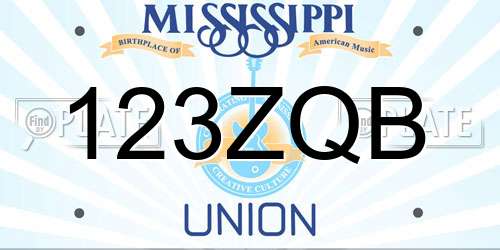 123ZQB Mississippi License Plate