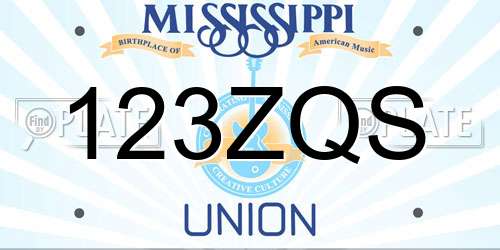 123ZQS Mississippi License Plate
