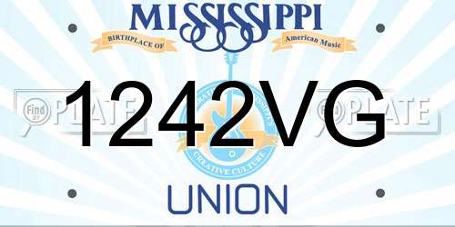 1242VG Mississippi License Plate