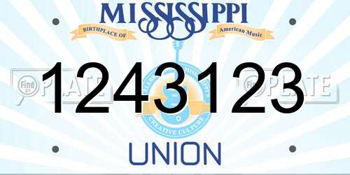 1243123 Mississippi License Plate