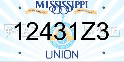 12431Z3 Mississippi License Plate