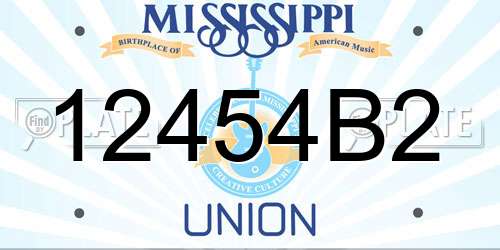 12454B2 Mississippi License Plate