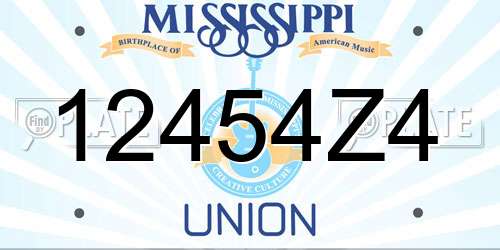 12454Z4 Mississippi License Plate