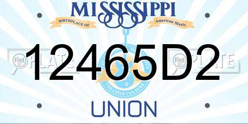 12465D2 Mississippi License Plate