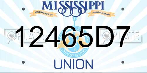 12465D7 Mississippi License Plate