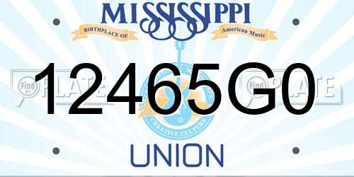 12465G0 Mississippi License Plate