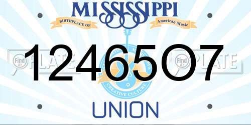 12465O7 Mississippi License Plate