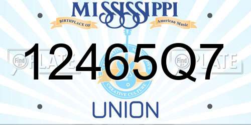 12465Q7 Mississippi License Plate