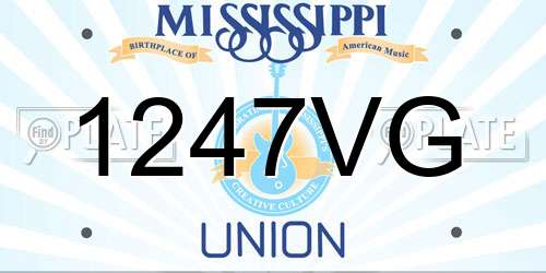 1247VG Mississippi License Plate