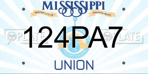 124PA7 Mississippi License Plate