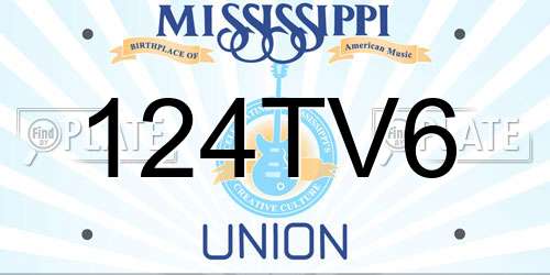 124TV6 Mississippi License Plate