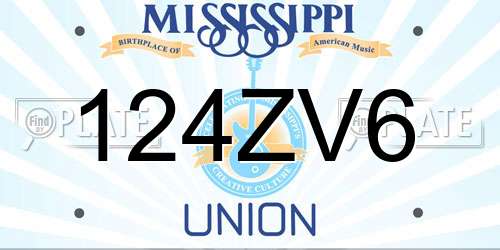 124ZV6 Mississippi License Plate