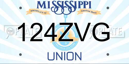 124ZVG Mississippi License Plate
