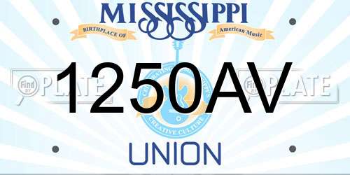 1250AV Mississippi License Plate