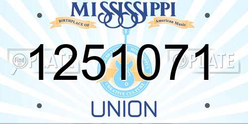 1251071 Mississippi License Plate