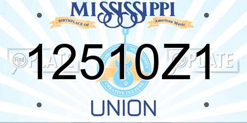 12510Z1 Mississippi License Plate