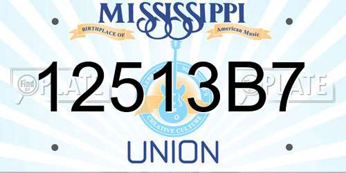 12513B7 Mississippi License Plate