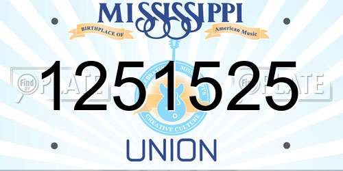 1251525 Mississippi License Plate