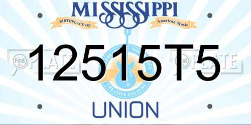 12515T5 Mississippi License Plate