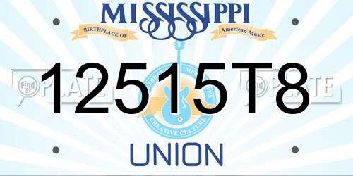 12515T8 Mississippi License Plate
