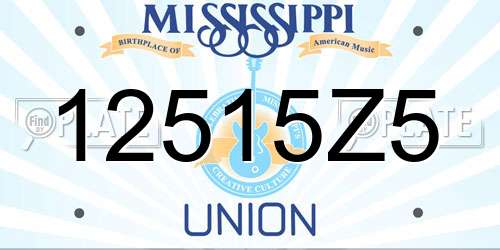 12515Z5 Mississippi License Plate