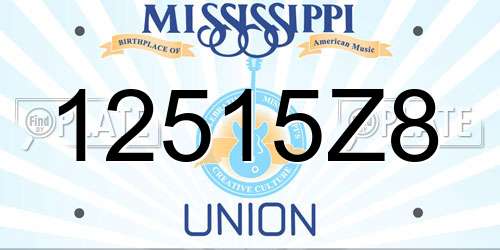 12515Z8 Mississippi License Plate