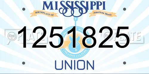 1251825 Mississippi License Plate