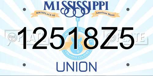 12518Z5 Mississippi License Plate