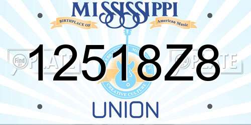 12518Z8 Mississippi License Plate