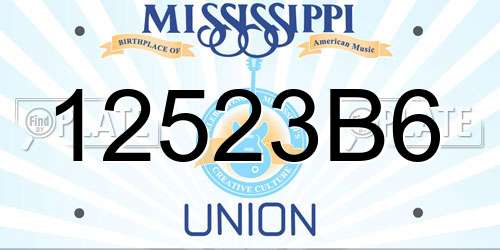 12523B6 Mississippi License Plate