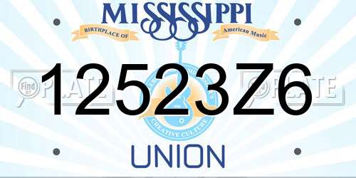 12523Z6 Mississippi License Plate
