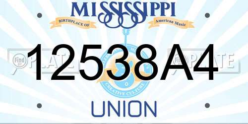 12538A4 Mississippi License Plate