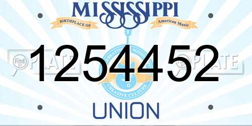 1254452 Mississippi License Plate