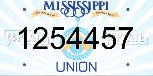 1254457 Mississippi License Plate