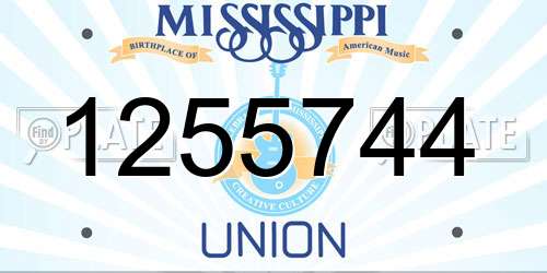1255744 Mississippi License Plate