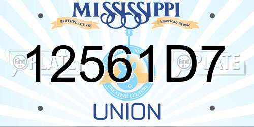 12561D7 Mississippi License Plate