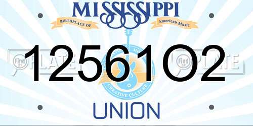 12561O2 Mississippi License Plate