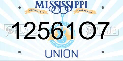 12561O7 Mississippi License Plate