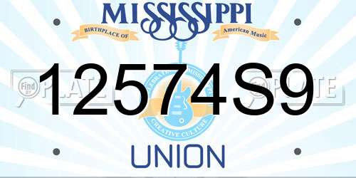 12574S9 Mississippi License Plate